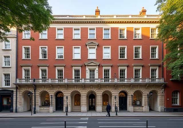 An foirgneamh galánta ag 14 Cearnog Fitzwilliam, Baile Átha Cliath, áit a bhfuil oifig Arán HR suite.